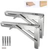 XLHWJCP 2Pcs Staffe Pieghevoli per Tavolo da Muro Inox,Staffe per Mensole Pesanti,Supporto Tavolo Pieghevole Decorazione Staffe per Mensole Pesanti per Mensola a Muro,Carico 150kg (150mm/6in)