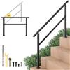 COSTWAY Corrimano per Scala, Corrimano in Metallo per 0-2/3/4 Gradini con Regolazione dell'Angolo, Portata 150 kg, Ringhiera per Terrazzo, Ingresso e Balcone (138 x 92 cm)