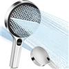 GOUNNU Soffione Doccia Alta Pressione Doccino per Doccia Grande 150mm 4 Modalità di Getto Doccetta per Doccia Ugello in Silicone Soffione Doccia Risparmio Idrico -Universale (Argento)