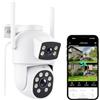 Reobiux 3K Telecamera Wi-Fi Esterno con Doppia Lente, Videocamera Sorveglianza Esterno con Visione Notturna a Colori, Rilevamento Umano, Audio Bidirezionale, Allarme Sonoro e Luminoso, IP66