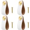 CJMUQHEHH 4 Pezzi Maniglie di Cuoio, Maniglie per Mobili, Maniglie Decorative in Cuoio con Viti, Perfette per Cucina, Camera da Letto e Soggiorno