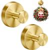 JS Confezione da 2 ganci a ventosa dorati rimovibili e riutilizzabili, senza trapano, resistenti e impermeabili, per bagno, cucina, doccia