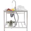 DAHAD Lavabo autoportante in acciaio inox con mobiletto, lavandino mobile da cucina, lavabo multifunzione con rubinetto per ristoranti, lavanderie, cantine, cucine, 75 x 40 x 75 cm