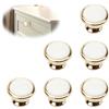 SVOCK Maniglie per armadietti, dorate, rotonde, 6 pezzi, pomelli per armadi, maniglie per mobili, in acciaio inossidabile, 30 mm, pomelli per mobili, oro bianco, pomelli per cassettiere, maniglie per
