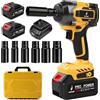 Victool Avvitatore a percussione, Avvitatore a Impulsi 650 N.m con Batteria 2 x 4,0 Ah, 6 Bussole, Luce LED, Senza Spazzole 1/2, avvitatore a percussione ad alta coppia per Auto Casa fai da te