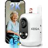 Xega 4G Telecamera Interno con SIM Senza Fili,2K 3MP Videocamera Senza WiFi