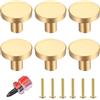 VARHHUXHA 6 Pezzi Pomelli per Cassetti, Pomelli per Mobili Oro, Manopole Rotonde per Armadietti, Manopole per Cassetti in Ottone Dorato, Manopole Cucina per Porte per Decorazioni con Cacciavite - 20 * 25mm
