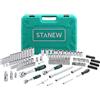 STANEW Set di chiavi a bussola professionali 192 pezzi 1/4 3/8 1/2 CR-V, include 3 chiavi a cricchetto a sgancio rapido, prese standard/profonde/E-Torx, scatola per attrezzi stampata a iniezione