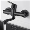 Hausharbor Miscelatore Rubinetto A Muro per Lavello di Braccio Girevole 15cm Nero