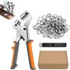 Geruicee Pinza Occhielli Set 10mm con 200 Occhielli, Occhiellatrice per Teloni, Occhiellatrice Manuale con Sistema a Leva e Guida Magnetica, Fustellatrice per PVC Tessuto Pelle Bricolage e Riparazione