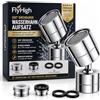 FlyHigh Rubinetto con testa girevole a 360 gradi, aeratore a risparmio idrico, adatto per cucina/bagno, include 2 adattatori (M24 e F22)