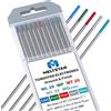 MELTSTAR Set misto elettrodi saldatura TIG 10 pz, diametro 1,6 x 175 mm (1/16 x 7), marcature colorate Rosso, Verde-blu, Blu, Verde e Grigio per officine e hobbisti