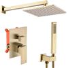 KAUITOPU Set doccia da incasso in ottone, set doccia con doccetta per hotel, palestre, uso domestico, colore oro