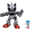 Sonic The Hedgehog - Set Gigante Mecha Sonic da 20,3 cm, Alta Articolazione con Luci Integrate e Figura di Sonic Inclusa, Gioco Ufficiale Jakks Pacific - Regalo Perfetto per Ragazzi