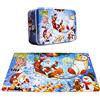 Oostifun 60 pezzi in legno Jigsaw Puzzle Merry Christmas Xmas Babbo Natale precoce sviluppo dei bambini Puzzle giocattoli di legno del fumetto con scatola di immagazzinaggio di metallo(60 Pezzi)