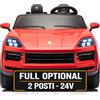 Mondial Toys Porsche Cayenne 24V Maxi SUV Elettrico per Bambini 2 Posti Macchina Elettrica con Telecomando Due Cinture a 3 Punti Luci LED Bluetooth Carico Massimo 60 Kg (Rosso)