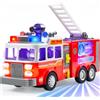 JOYIN Camion dei pompieri a LED, giocattolo per bambini, proiezioni a LED e sirene, camion dei pompieri con interruttore di modalità e controllo del volume, giocattolo per ragazzi e ragazze