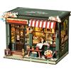 Tecnock Casa in miniatura fai da te per adulti e ragazzi, scena dei negozi di fiori con luce touch, decorazione Book Nook, puzzle in legno 3D, regalo per gli appassionati del fai da te (Aura Verde