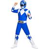Funidelia Costume Ufficiale Power Ranger Blu per bambino, Include tuta, cintura e mezza maschera, Supereroi - Tenuta per bambini per feste, Carnevale e Halloween