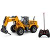 Generico Ruspa Escavatore Giocattolo Radiocomandato RC con Luci LED Mezzi Cantiere Telecomandati Bambini Bulldozer Trattore Scavatrice Ruspa Radiocomandata Mezzi Lavoro Martello Pneumatico Porta Tronchi (c)