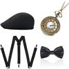 MIVAIUN 4 Pezzi Accessori da Uomo Anni '20, Gatsby Gangster Costume Set, Mafia Accessori per Natale Carnevale Festa in Maschera Tema Anni '20 (Set E)