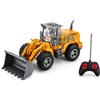 Generico Ruspa Escavatore Giocattolo Radiocomandato RC con Luci LED Mezzi Cantiere Telecomandati Bambini Bulldozer Trattore Scavatrice Ruspa Radiocomandata Mezzi Lavoro Martello Pneumatico Porta Tronchi (a)