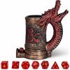 Luazuri DND Dice Tower Tazza 2 in 1 Dice Tray Drink Cup Holder con 7 dadi PCS | Red Dragon Dice Roller Tower adatto per Dungeons and Dragons, giochi da tavolo, disponibile come portabevande