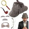 PLLYPE Set Di Accessori Per Costume Da Detective, 7PCS Accessori per Costume da Detective, Accessori Per Costume Da Sherlock Holmes, per Bambini, Adulti, Halloween, Carnevale, Halloween
