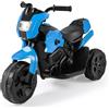 RELAX4LIFE Moto Elettrica a 3 Ruote per Bambini 6V, Giocattolo a Batteria con Fari LED e Pedale del Piede, per Bambini 3-6 Anni (BLU)
