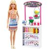 Barbie- Playset Chioschetto dei Frullati con Bambola Bionda, Bar e Tanti Accessori, Giocattolo per Bambini 3+Anni, GRN75
