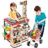deAO Supermercato con Carrello della Spesa, Cassa, Accessori per Negozio, Cassa con Scanner e Suono, Giocattolo per Bambini dai 3 Anni in su, Compleanno, Regali di Natale per Bambini e Bambine, Rosso