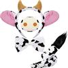 Aoriher Set di 4 Costumi da Mucca Fascia per Capelli con Orecchie e Corna Naso Papillon e Coda Kit di Trasvestimenti Accessori per Bambini Carnevale, Giornata Mondiale del Libro, Halloween Cosplay