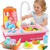 Mini Tudou Cucina Giocattolo Bambini,Lavandino Giocattolo con Acqua Rosa