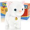 SWTOIPIG Peluche elettronico interattivo - aggiornamento controllo audio animato, animale domestico elettronico, robot, gatto, gattino, giocattolo, regali per Natale (bianco)