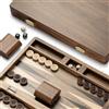 Lingle Set da backgammon pieghevole Lingle in noce naturale da 36,83 cm, per adulti e bambini. Include 30 pedine in corno artificiale, 2 coppe per dadi in noce e 5 dadi in legno