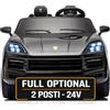 Mondial Toys Porsche Cayenne 24V Maxi SUV Elettrico per Bambini 2 Posti Macchina Elettrica con Telecomando Due Cinture a 3 Punti Luci LED Bluetooth Carico Massimo 60 Kg (Nero)