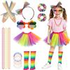 BSBUY Costume Anni '80 Ragazze Accessori, 20 Pezzi Set Accessori Costume per Bambini, con Gonna, Scaldamuscoli, Occhiali, Guanti, Collana, Anni ' 80 Partito Costumi per Halloween Carnevale Discoteca