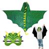 XNIVUIS 2 Pezzi Costumi da Dinosauro per Bambini, Mantello di Dinosauro per Ragazzi Ragazze con Maschera da Dnosauro, Vestito da Dinosauro per Bambini per Halloween, Carnevale, Feste a Tema (Green)