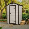 Dmora Casetta da Giardino Galliate 103x129x196h cm Beige Resistente Agli Agenti Atmosferici Tetto a due Falde, Materiale Tetto in Plastica