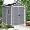 Dmora Casetta da Giardino Galliate 236.8x185.8x227h cm Grigio Resistente Agli Agenti Atmosferici Presenza Finestre, Tetto a due Falde