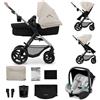 kk Kinderkraft Kinderkraft MOOV 2, passeggino trio 3 in 1, navicella+passeggino 2 in 1, seggiolino auto i-Size, ruote antiforatura ammortizzate, cappottina UPF50+, fino a 22kg, Grigio