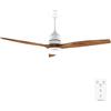 Cecotec Ventilatore da Soffitto con Luce e Telecomando 52" EnergySilence Aero 5230 White&BlackWood, Motore DC 40W, 3 Pale, LED, Altezza Regolabile, Timer, 6 Velocità, Modalità Winter/Summer