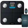 Cecotec Bilancia da bagno intelligente con App Surface Precision HealthySmart. Bluetooth e 25 parametri, dimensioni 28 x 28 cm, schermo LCD, capacità massima 180 kg, funzionamento a batteria
