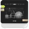 EVVO - Lavastoviglie Mini D Trip 3 - Lavastoviglie compatto da tavolo, 3 servizi, classe energetica C, 6 programmi, asciugatura extra aria fresca, pannello LED touch, casa differita, senza