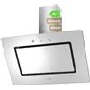 EVVO Cappa aspirante 60 cm di larghezza decorativa, potenza 800 m³/h, filtro in alluminio e carbone attivo, controllo tattile e gestale, efficienza energetica A++, CE43 vetro bianco