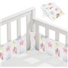 Vicloon Paracolpi Lettino, 2 Pezzi Paraurti Cot Morbida e Traspirante, Paracolpi per Lettino con 10 Cinghia Fissa, Lavabile, 340cm x 30cm + 160cm x 30cm, Unicorno