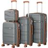 PROVITERA Set 3 + 1 Valigie con Rivestimento Rigido in Polipropilene Ultra Resistente, Trolley e Beauty Case con Maniglia Telescopica e Chiusura con Combinazione, Valigia Design Aerodinamico, Grigio