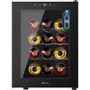 Cecotec Cantina per vino Bolero GrandSommelier 1255 CoolCrystal E, Capacità 12 Bottiglie, Ripiani in metallo, Controllo Touch, Temperatura 8-18ºC, Nero
