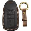 Sandyseptember Custodia per chiave auto in pelle fatta a mano per Chery Omoda 5, protezione per telecomando a 4 pulsanti, anti-goccia, resistente all'usura, copertura completa, colore nero