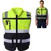 URAQT Giubbotti di Sicurezza, Gilet Alta visibilità, Gilet di Sicurezza Riflettente con 7 Tasche e Cerniera, Gilets di sicurezzas ad Alta visibilitá, Gilets Multi-Tasche Riflettente,per Uomo Donne,XL